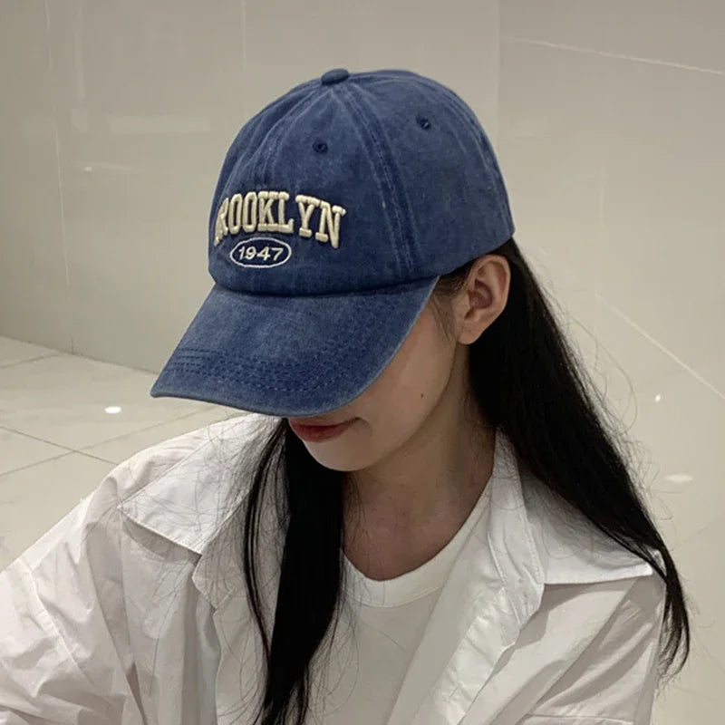 Retro Embroidered Baseball Cap – Washed Cotton Snapback Hat