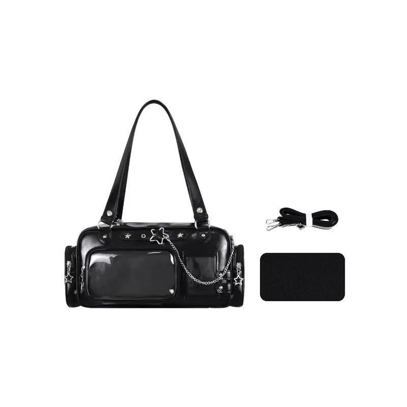 Transparent Ita Bag – Y2K Harajuku Star Chain Crossbody Shoulder Bag