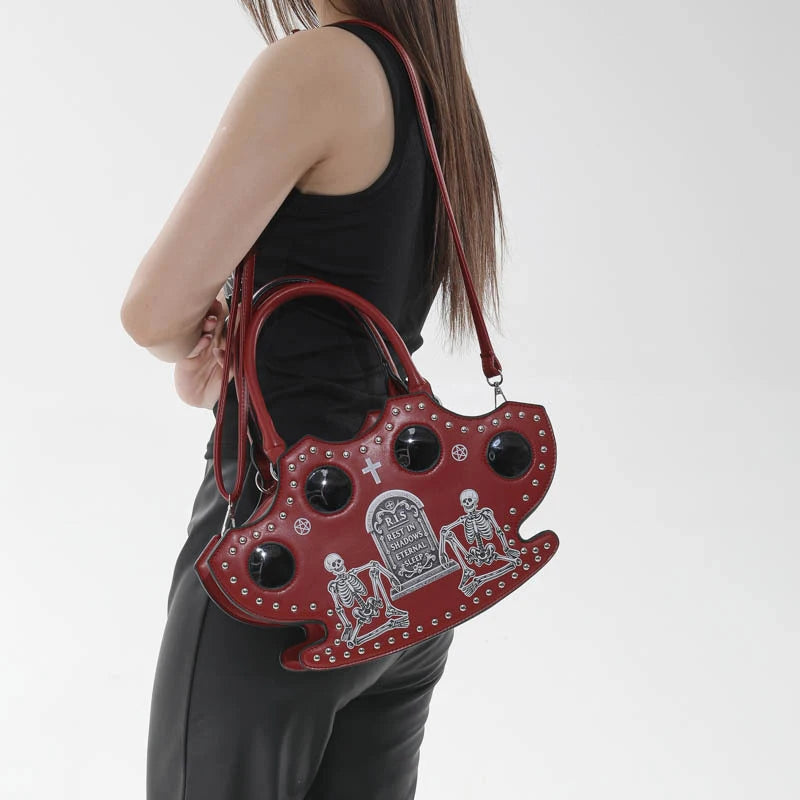 Gothic Skull Shoulder Bag – Y2K Rivet Halloween Handbag