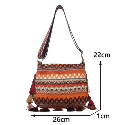 Vintage Women S Bag Tassel Ethnic Handwoven Crossbody Lady Hippie Sling Shoulder Bags Ladies Handbag
