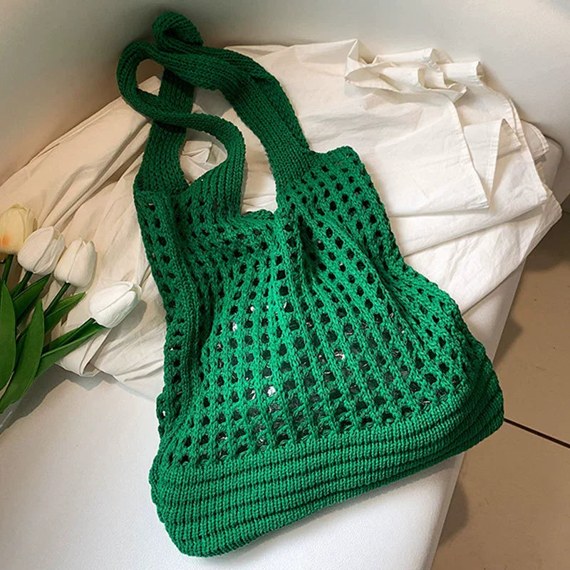 Crochet Tote Bag for Women – Large Hollow Knit Shoulder Bag