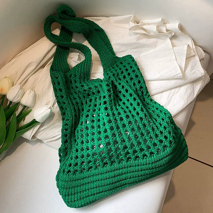 Crochet Tote Bag for Women – Large Hollow Knit Shoulder Bag