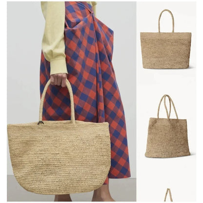 Raffia Straw Beach Tote Bag – Large Woven Shoulder Bag for Summer
