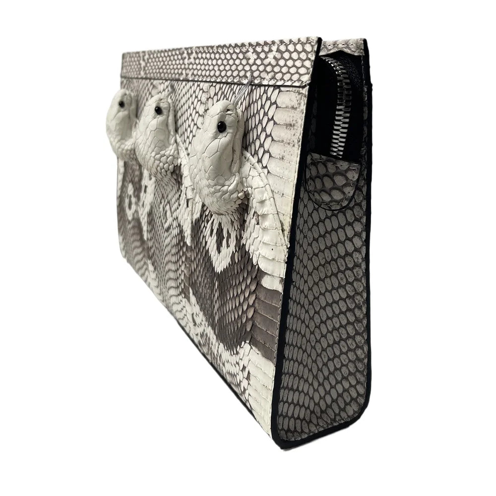 Real Snakeskin Leather Clutch Wrist Bag for Men – Luxury