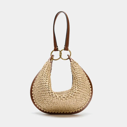 Crescent Shoulder Bag – Women's Woven Straw Hobo Bag for Beach & Vacation
