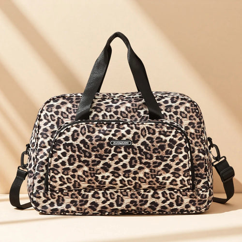 Leopard Print Large Capacity Women's Travel Gym Tote Bag