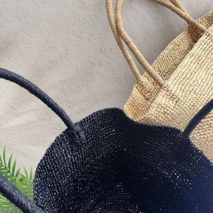 Raffia Crochet Tote Bag – Bohemian Woven Beach Shoulder Bag