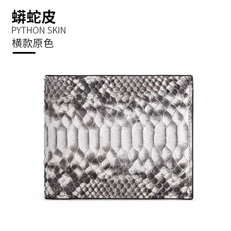 Python Skin Genuine Leather Bifold Wallet – Multi Card Slots