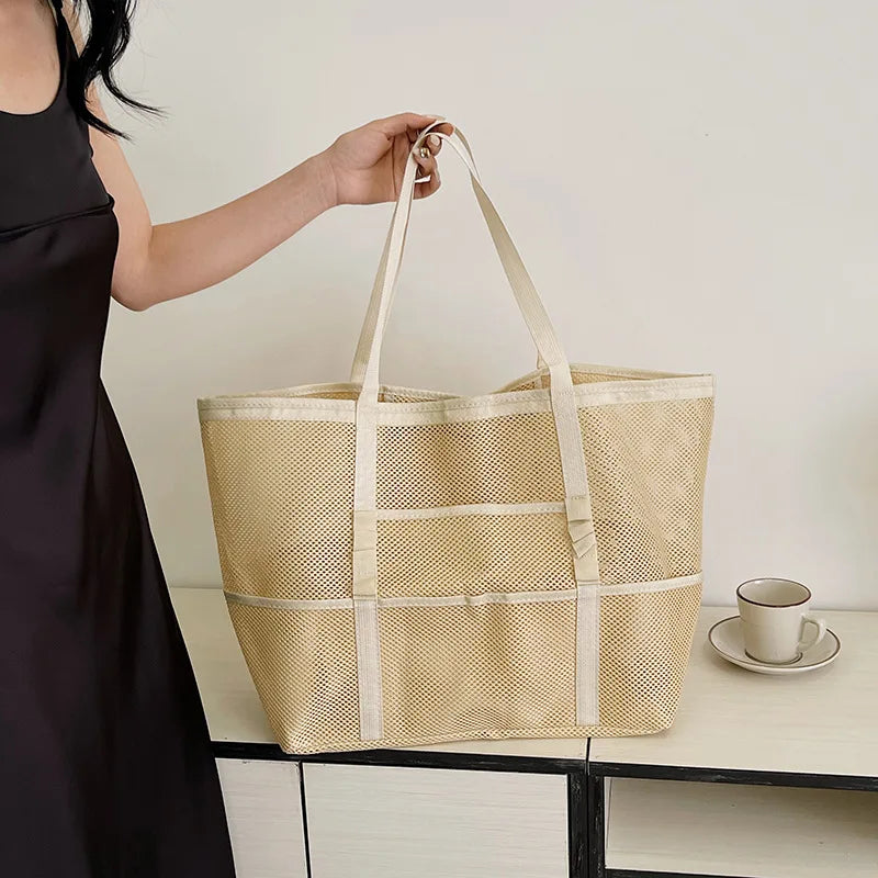 Oversized Mesh Tote Bag Women's Large Beach Shopper