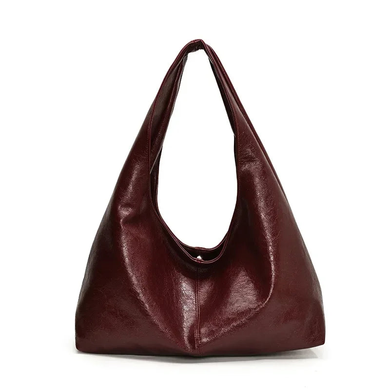 Large Capacity PU Leather Hobo Shoulder Bag for Women