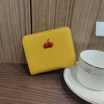 Women's Slim Genuine Leather Wallet – Sweet Cherry Rivet Card Holder