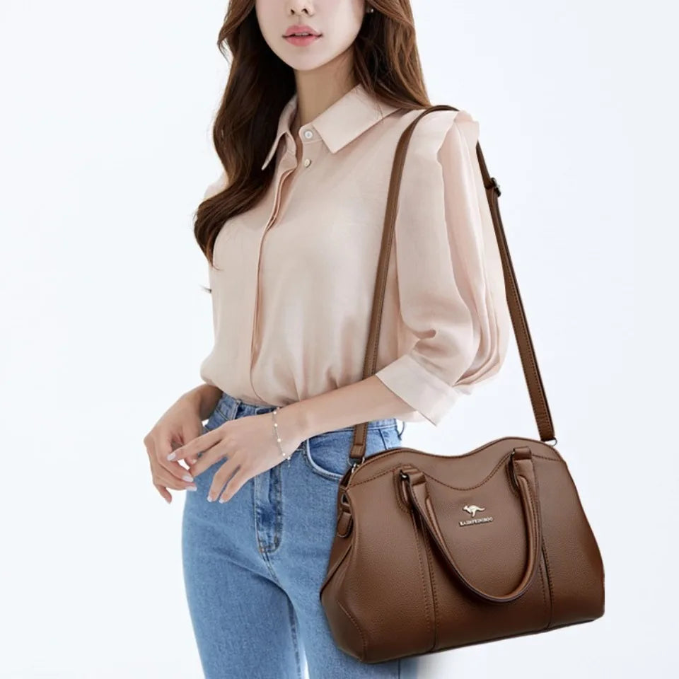 Soft Leather Tote Bag for Women – Luxury Shoulder & Crossbody Handbag