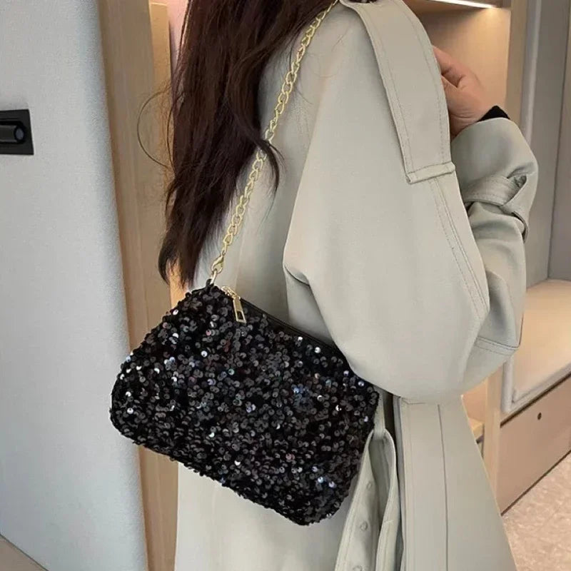 Sequin Chain Crossbody Bag – Women's Evening Clutch Purse
