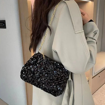 Sequin Chain Crossbody Bag – Women's Evening Clutch Purse