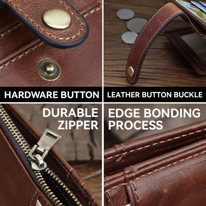 Genuine Leather Card Holder Wallet for Men – Large Capacity