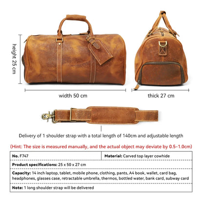 Genuine Leather Weekend Duffle Bag – Travel Holdall