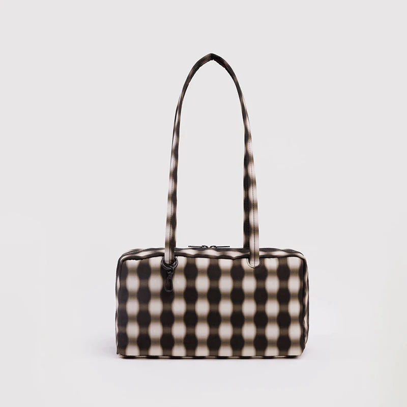 Plaid Nylon Tote Bag – Large Capacity Shoulder Handbag