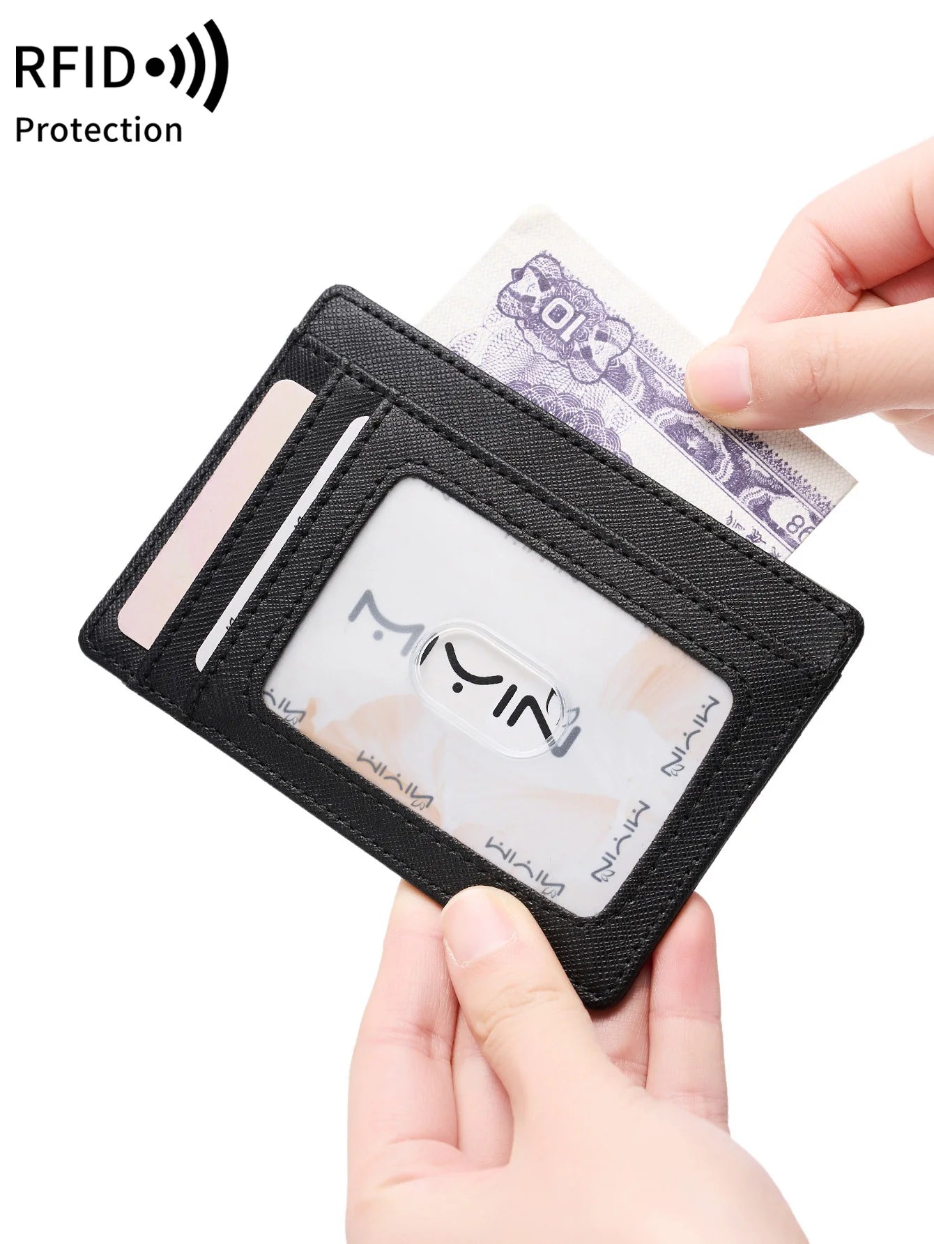 RFID Blocking Slim Card Wallet with AirTag Holder – Unisex