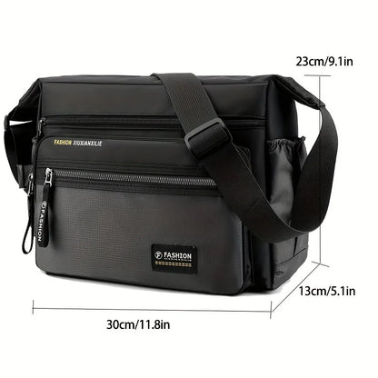 Waterproof Nylon Men's Crossbody Shoulder Bag – Multi-Pocket