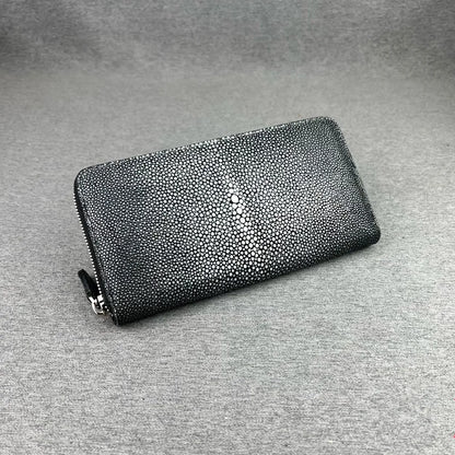 Stingray Leather Wallet, Genuine Zip-Around Long Wallet Unisex