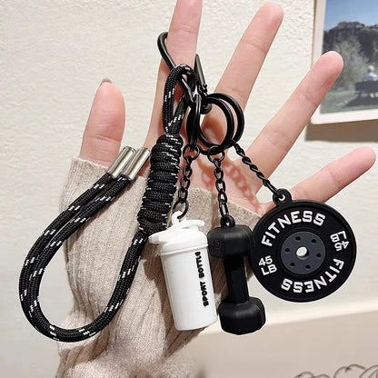 Mini Dumbbell Fitness Keychain with Nylon Rope