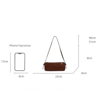 Suede Pillow Shoulder Bag Slouchy Hobo Crossbody Handbag