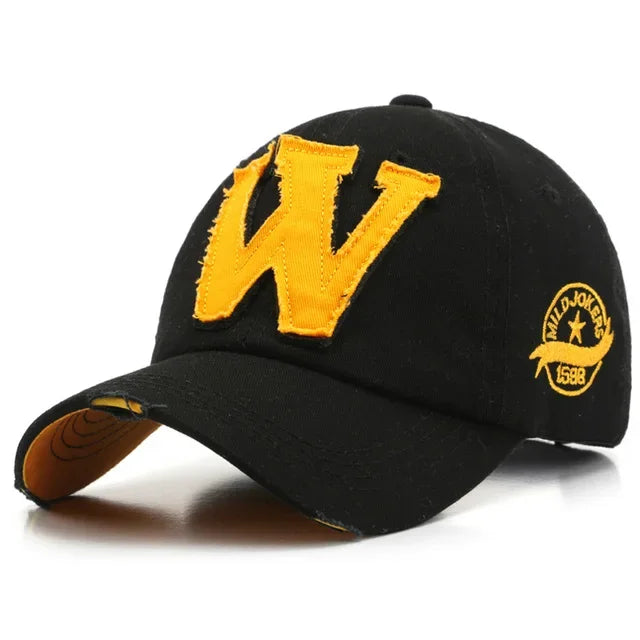 W Embroidery Snapback Baseball Cap – Unisex Cotton Hip Hop Hat