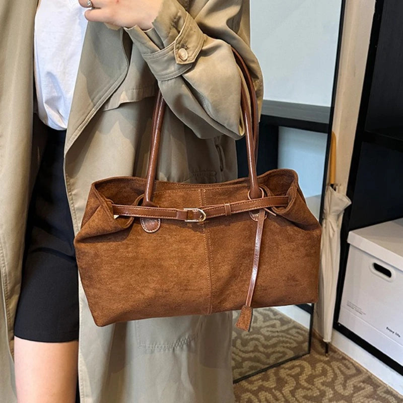 Women's Suede Tote Bag – Large Capacity Shoulder Bag