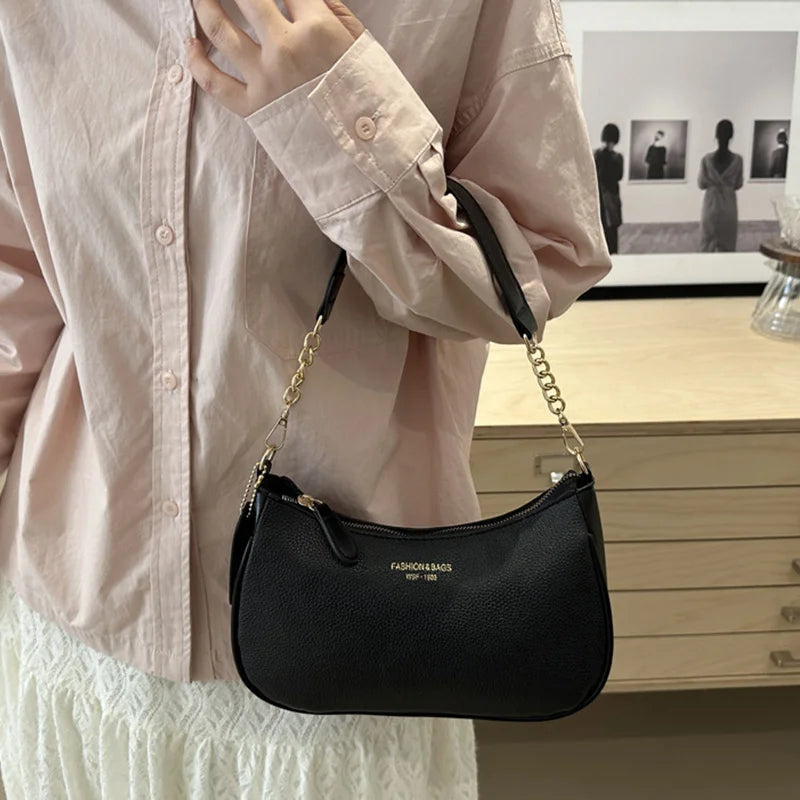 Lychee Pattern Shoulder Bag Women's Luxury Underarm Hobo
