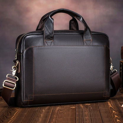 Leather Laptop Bag for Men, Genuine Cowhide Briefcase Messenger Bag