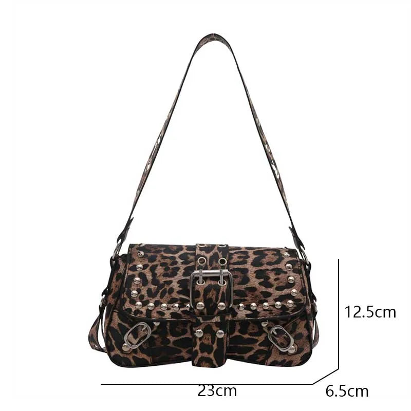 Punk Rivet Shoulder Bag – PU Leather Armpit Purse