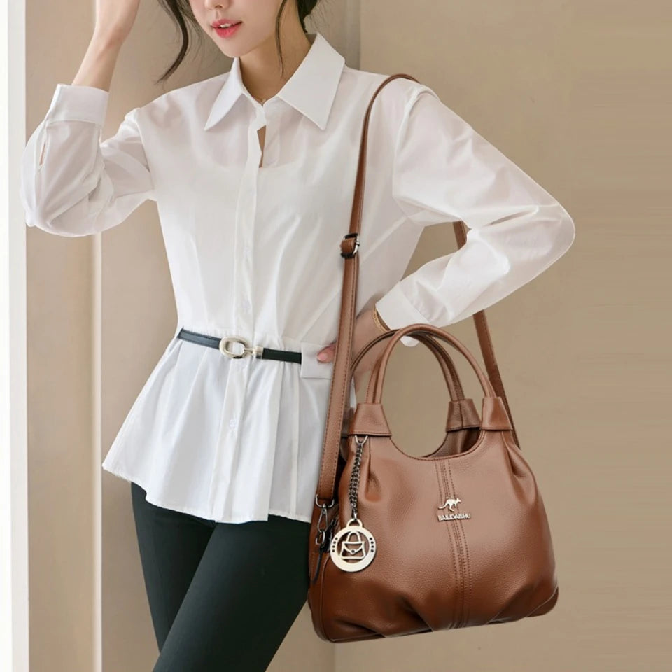Women's Luxury Soft Leather Top-Handle Shoulder Crossbody Bag