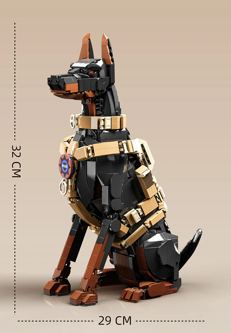 Doberman Police Dog Building Blocks Set – DIY Animal Brick Model