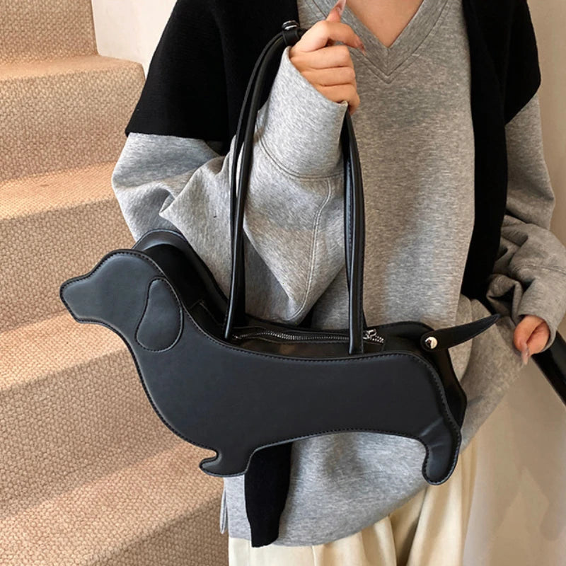 Dachshund Shoulder Bag – 3D PU Leather Novelty Handbag
