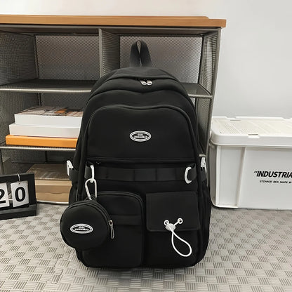 Large Capacity School Backpack with Mini Coin Pouch