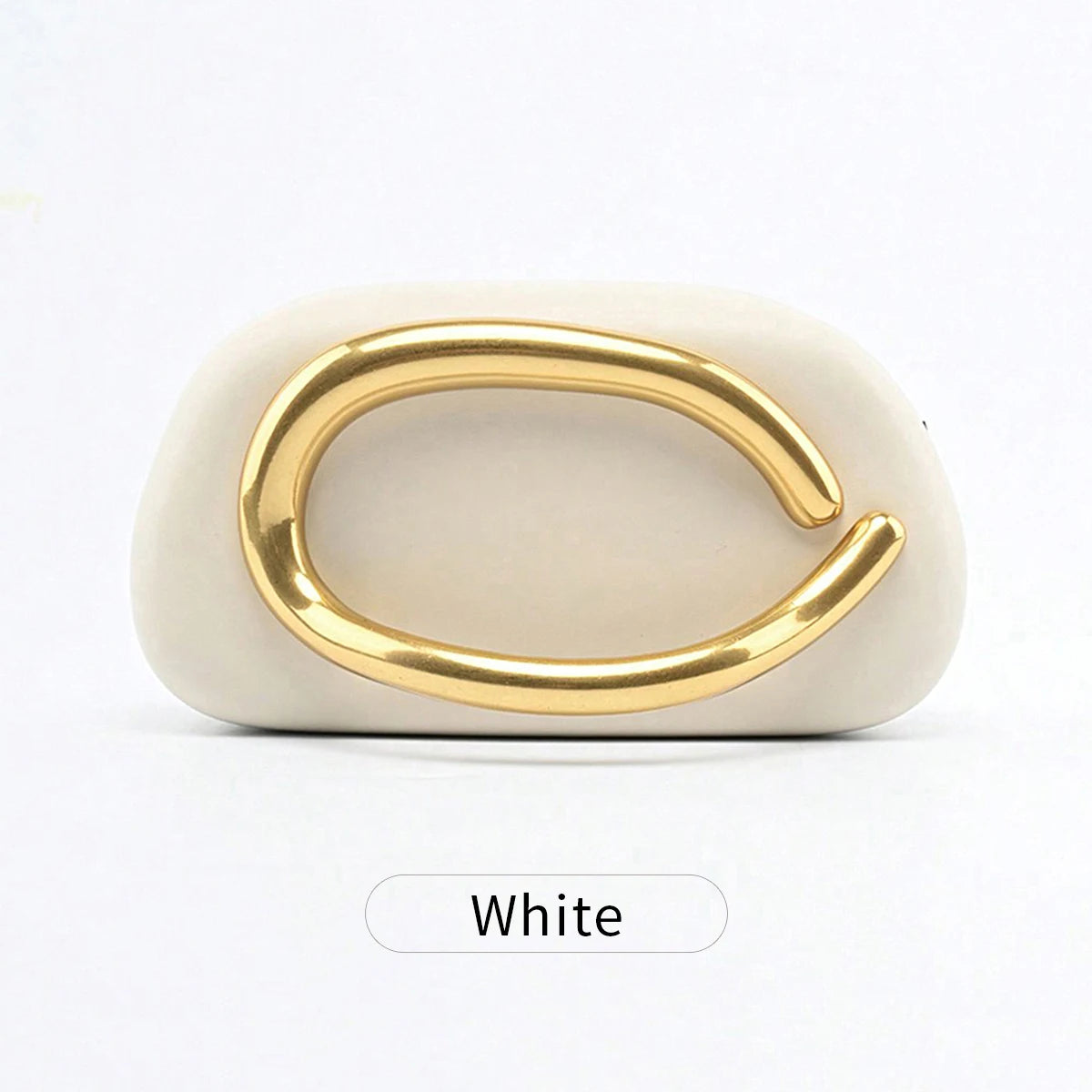Luxury Oval Clutch Evening Bag with Gold Metal Closure – Women's Mini Handbag
