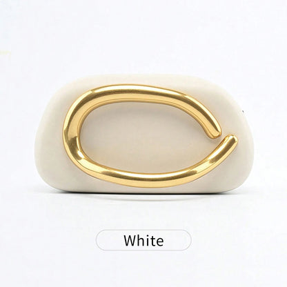 Luxury Oval Clutch Evening Bag with Gold Metal Closure – Women's Mini Handbag