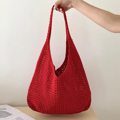 Crochet Shoulder Bag for Women – Large Mesh Knit Hobo Tote