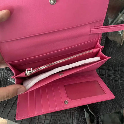 Genuine Crocodile Leather Long Wallet for Women – Large Capacity Clutch Purse
