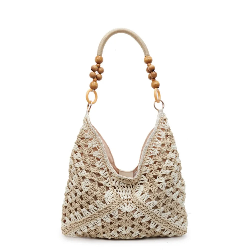 Bohemian Straw Woven Tote Bag – Large Capacity Beach Shoulder Bag