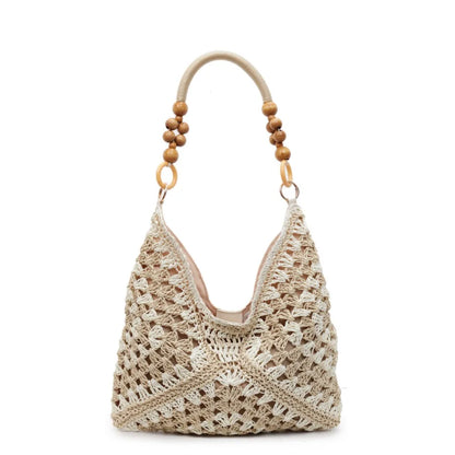Bohemian Straw Woven Tote Bag – Large Capacity Beach Shoulder Bag
