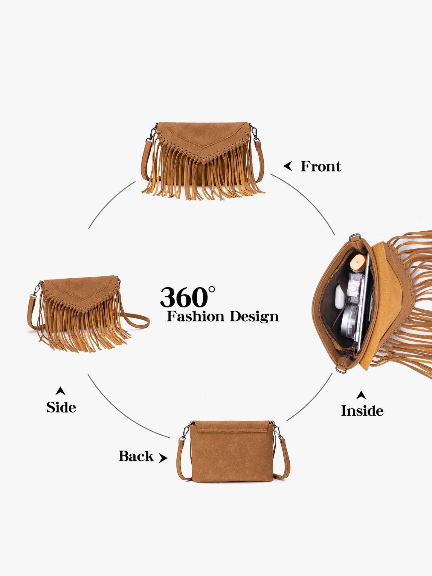 Bohemian Fringe Crossbody Bag – Women's Tassel Shoulder Bag