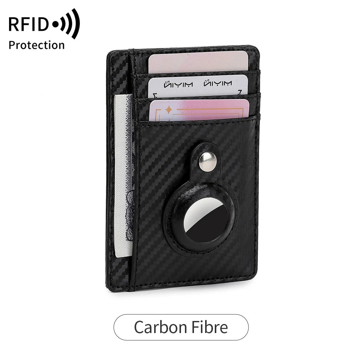 RFID Blocking Slim Card Wallet with AirTag Holder – Unisex