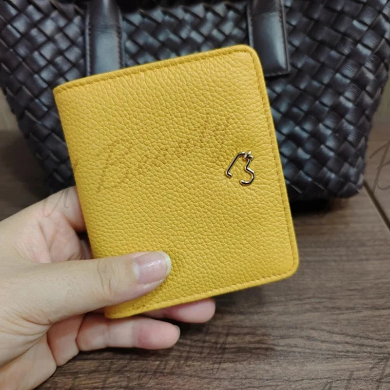 Genuine Leather Heart Charm Short Wallet for Women