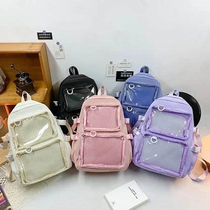 Kawaii Ita Backpack – Transparent Window School Bag for Women