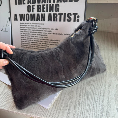 Faux Fur Shoulder Bag – Luxury Women's Crossbody Handbag