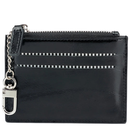 Leather Coin Purse Women's Wallet with Zipper, Cards & Key Ring