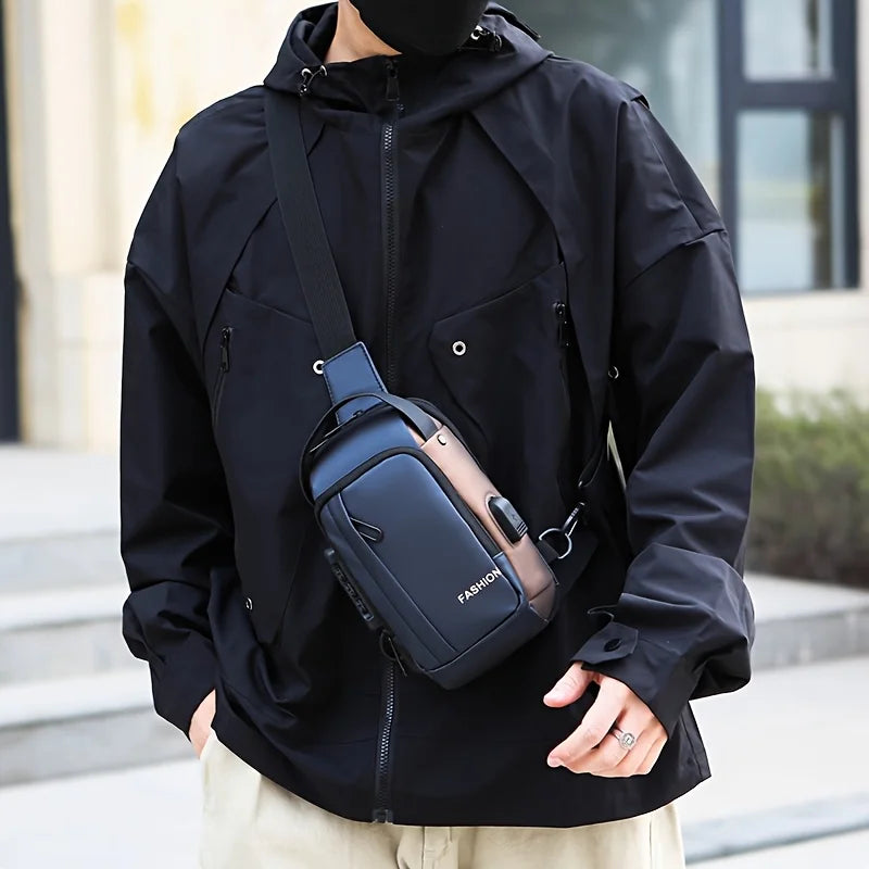 Men's Oxford Crossbody Sling Bag – Anti-Theft Chest Pack