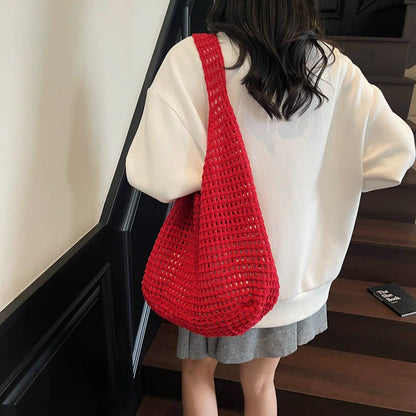 Knit Crochet Hobo Shoulder Bag – Women's Mesh Beach Tote