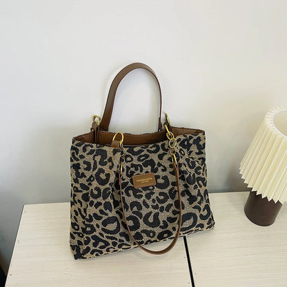 Leopard Print Tote Bag for Women – Large Capacity Shoulder Handbag